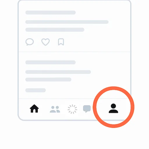 Main app interface showing the bottom tab bar with the right-most Profile tab highlighted